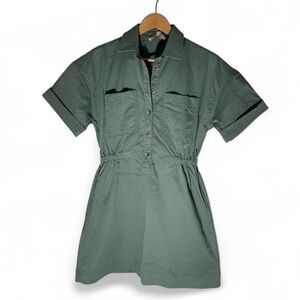 Z8- LOFT Green Mini Dress with Button Detail Small